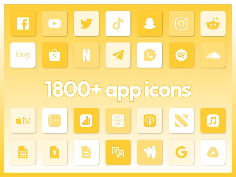 1800 Yellow Aesthetic Ios App Icons Pastel Yellow Android Etsy