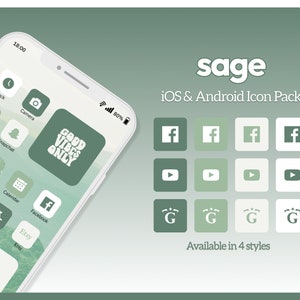 2000+ Sage iOS App Icons, Forest Green Aesthetic Android Phone Icons, Minimal Phone Icon Pack, Phone Widget and Wallpaper Background
