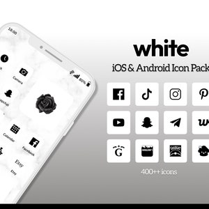 400+ White Minimalistic App Icons, White Clean Aesthetic IOS Icon Set, Monochrome Android Icon Pack, Phone Widget and Wallpaper Background