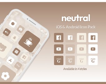 Neutral Aesthetic App Icons, Beige Phone Icon Pack (Digital Download)