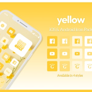 2000+ Yellow Aesthetic iOS App Icons, Pastel Yellow Android Phone Icons, Minimal Phone Icon Pack, Phone Widget and Wallpaper Backgrounds