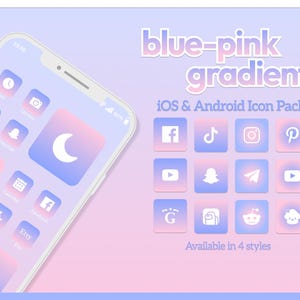 2000+ Blue Pink Gradient iOS App Icons, Aura Aesthetic Android Phone Icons, Pastel Phone Icon Pack, Phone Widget and Wallpaper Background