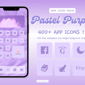 400+ Purple Pastel Minimal Aesthetic App Icons, Lilac IOS Icon Set, Android Icon Pack, Phone Widget and Wallpaper Backgrounds
