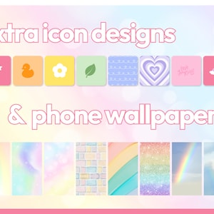 6700 Rainbow Pastel Colours App Icons, Cute Minimalistic Aesthetic IOS Icon Set, Colourful Android Icons, Rainbow Palette iPhone Icon Pack image 3