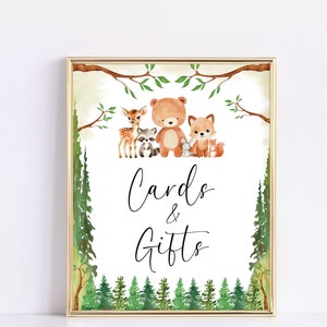 Cards And Gifts Sign - Woodland Baby Shower - Books Cards Gifts, Table Sign, Its A Boy, Its A Girl, Gender Neutral, Adventure Theme ABS140