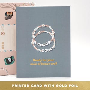 Cartão de homem de honra, cartão de pulseira coquete, proposta de homem de honra, presente para padrinho de casamento, pulseiras de flores, festa de casamento, cartão eras