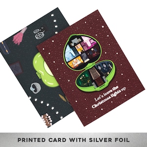 FEUILLE D'ARGENT | Laissons les lumières de Noël illuminées, carte des années 90, carte Thinking of you, Polly Pocket, carte de vœux, carte de l'amitié, carte BFF