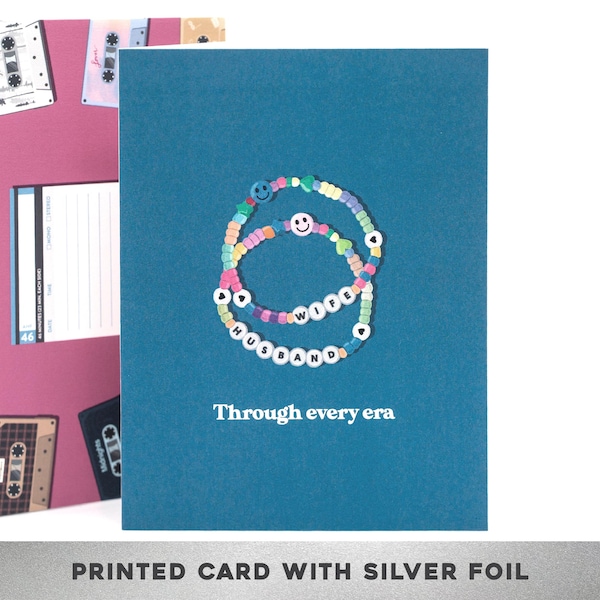 SILVER FOIL Husband and Wife, 90s card, Thinking of You Card, Anniversary Card, Love card, Care card, Eras Card, Card for newly weds