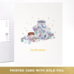 FEUILLE D'OR Dans les étoiles, carte des années 90, carte pensée de vous, carte de commémoration, carte de sympathie, désolé pour votre perte, cadeau de sympathie