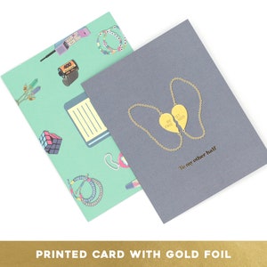 FEUILLE D'OR À mon autre moitié, Carte Penser à Toi, Bracelet Amitié, Carte Amour, Carte Soins, Carte Amitié, Carte BFF