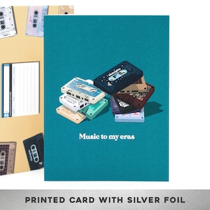 SILVER FOIL Music to my Eras, carte des années 90, Thinking of You Card, Throwback tapes, Love card, Care card, Friendship card, BFF card