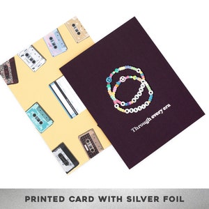 Feuille d'argent à toutes les époques, carte des années 90, carte Thinking of you, bracelet d'amitié, carte d'amour, carte de soins, carte d'amitié, carte BFF