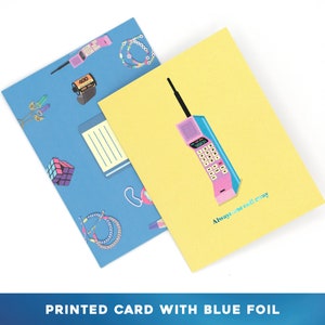 BLUE FOIL Always One Call Away, 90s card, Love card, Care card, Cell Phone