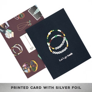 Feuille d'argent Let's Go Back, carte des années 90, carte de vœux, bracelet d'amitié, carte d'amour, carte de soins, carte d'amitié, carte BFF