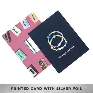 Feuille d'argent à toutes les époques, carte des années 90, carte Thinking of you, bracelet d'amitié, carte d'amour, carte de soins, carte d'amitié, carte BFF