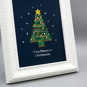 SILBERFOLIE It's a Merry-O Christmas, 90er Jahre Wand Kunst Illustration, Mario Holiday physischer Druck, Vintage Spiele Druck