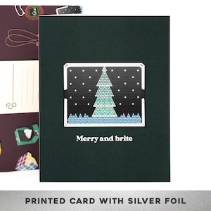 SILVER FOIL Merry and Brite, carte des années 90, Thinking of You Card, Lite brite card, Love card, Care card, Friendship card, Neon Christmas Card