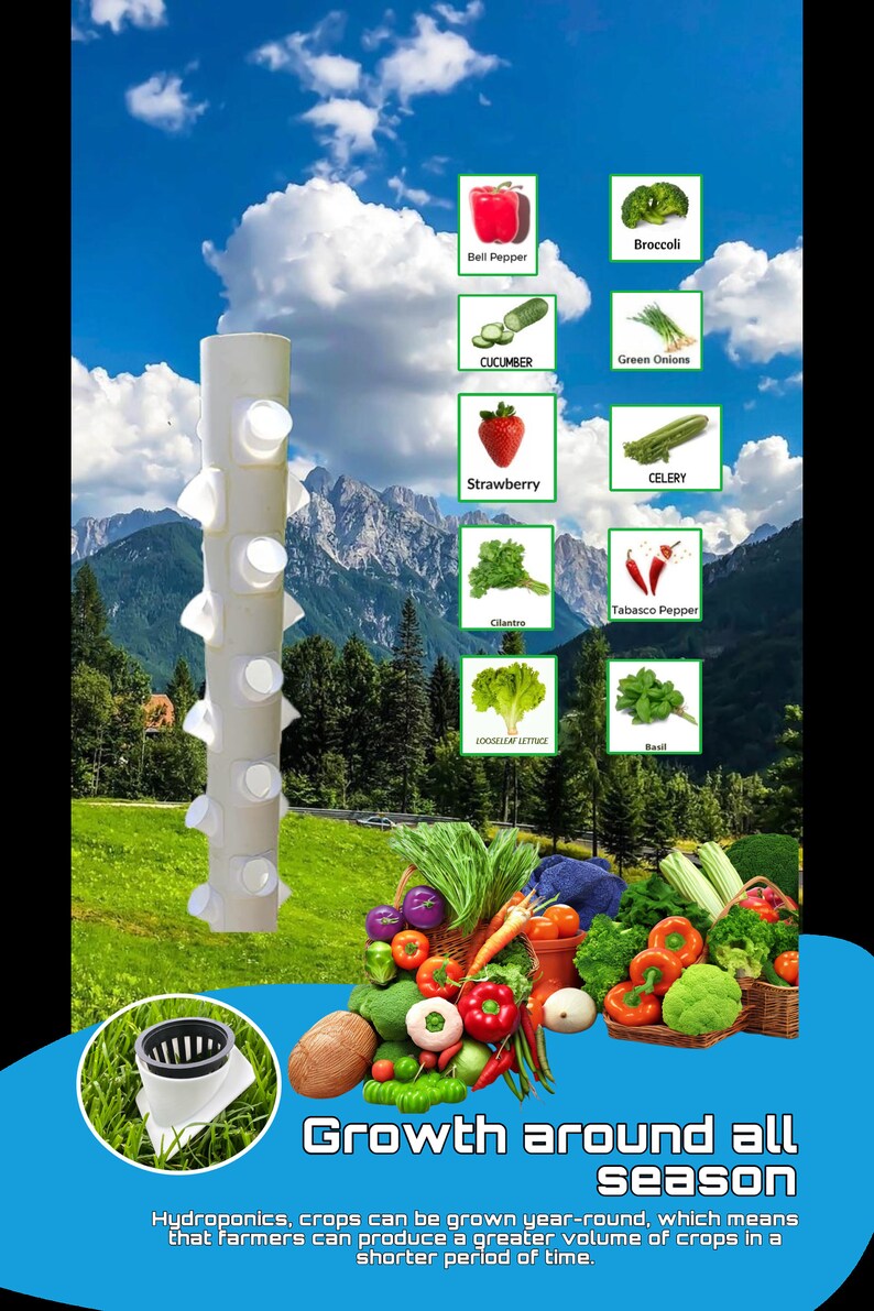 Easytouse Hydroponic Tower Kit With Net Pots Ideal for DIY Gardening