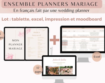 Organisateur planificateur de Mariage français - Excel et Tablette - Planifiez Votre Mariage Comme un Pro!