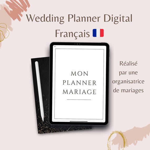 Digital Wedding planner mariage en français fait par une organisatrice de mariage - template pour iPad modèle noir et blanc