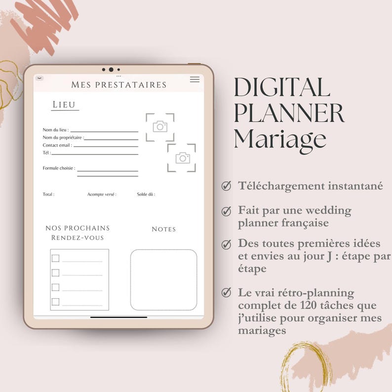 Digitaler Hochzeitsplaner – Französischsprachiger Hochzeitsplaner, erstellt von einer Hochzeitsplanerin – Schwarz-Weiß-iPad-Vorlage Bild 6