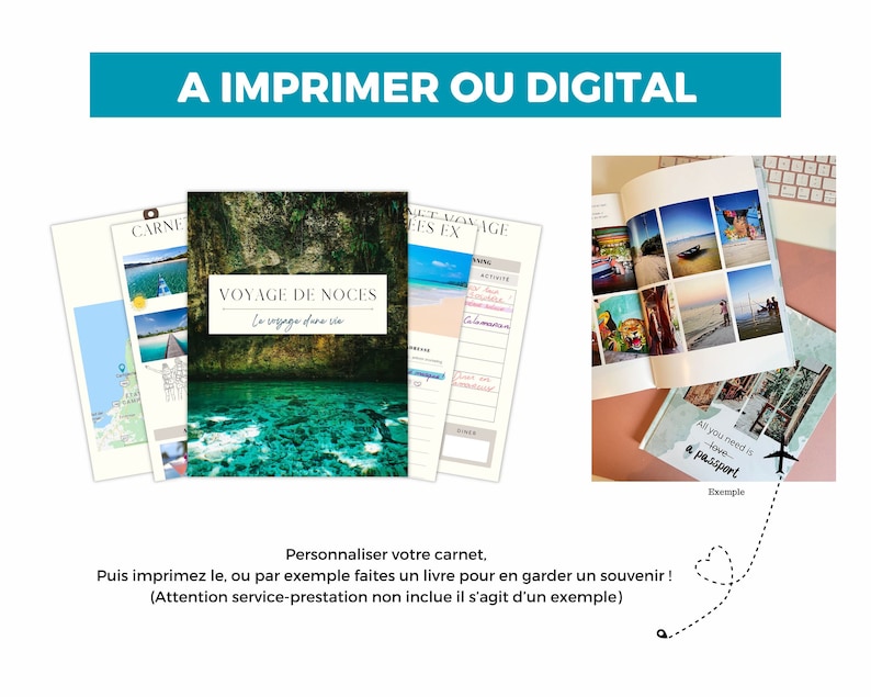Carnet de voyage français à completer Travel planner CANVA Tablette Impression ordinateur Créez et personnaliser votre journal de voyage image 3