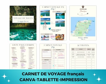 Carnet de voyage français à completer- Travel planner- CANVA Tablette Impression ordinateur | Créez et personnaliser votre journal de voyage