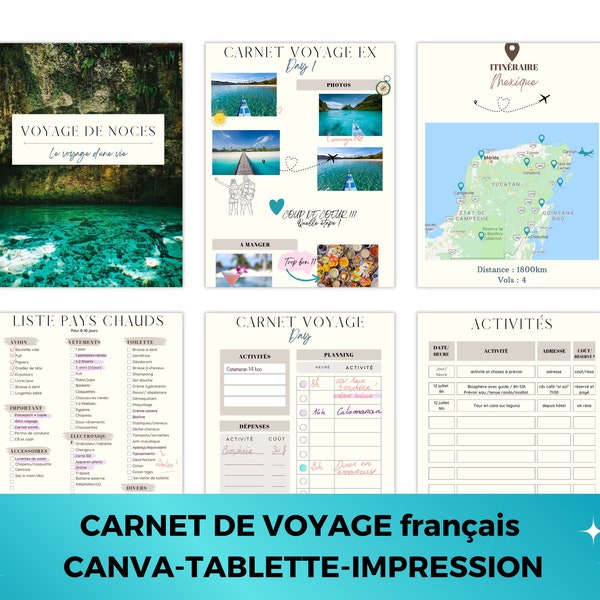 French travel notebook to complete - Travel planner - CANVA Tablet Computer printing | Create and personalize your travel journal