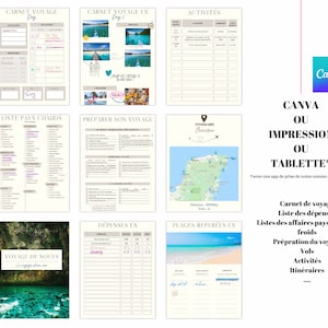 Carnet de voyage français à completer Travel planner CANVA Tablette Impression ordinateur Créez et personnaliser votre journal de voyage image 2