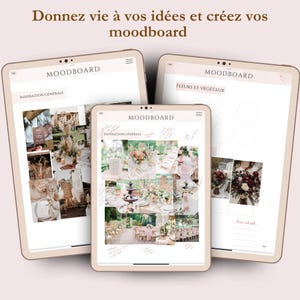 moodboard mariage à réaliser, template à completer facilement, wedding planner digital en français fait par une organisatrice de mariage professionnelle