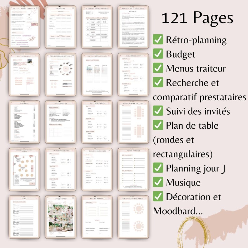 Digitaler Hochzeitsplaner – Französischsprachiger Hochzeitsplaner, erstellt von einer Hochzeitsplanerin – Schwarz-Weiß-iPad-Vorlage Bild 3