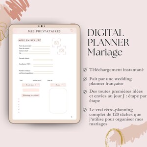 Digital planner mariage en français , etsy, template, canva