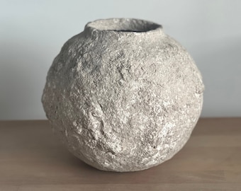 Hand Crafted Paper Mache Bowl, Minimalist Vase, Handmade Paper Vessel, Recycled Paper Pulp Vase,Eco Friendly Home Decor,Sustainable Decor
