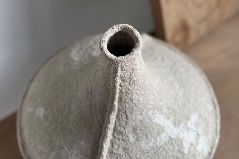 Paper Mache Bottle Vase, Minimalist Vase, Handmade Modern Paper Bottle