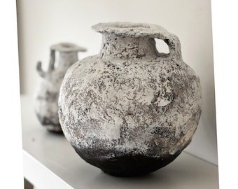 Handmade Paper Mache Vase: Minimal Modern Home Decor, Wabi Sabi Decor