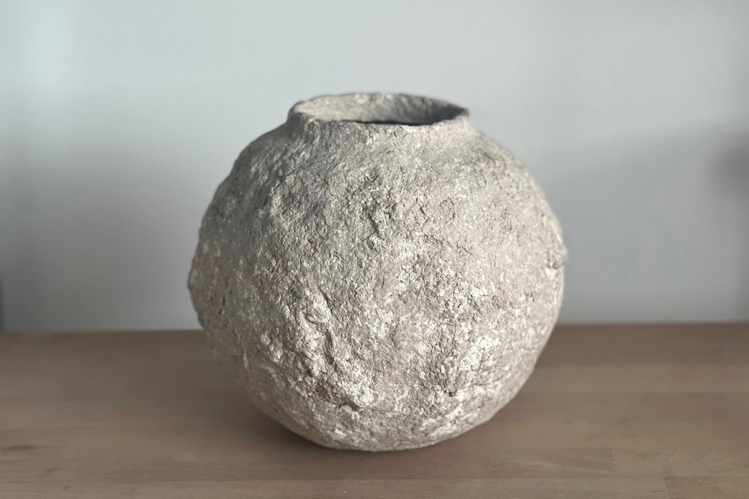 Hand Crafted Paper Mache Bowl, Minimalist Vase, Handmade Paper Vessel
