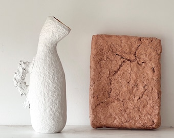 Handmade Paper Mache Vase: Modern Minimalist Decor