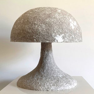 Recycled Paper Mache Table Lamp: Modern Minimalist Handmade Decor