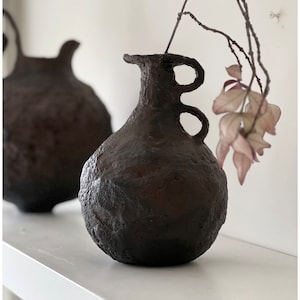 Paper Mache Vase, Handmade Paper Vessel, Minimal Modern Vase, Recycled Paper Pulp Vase, Eco Friendly Home Decor, Sustainable Gift, Wabi Sabi
