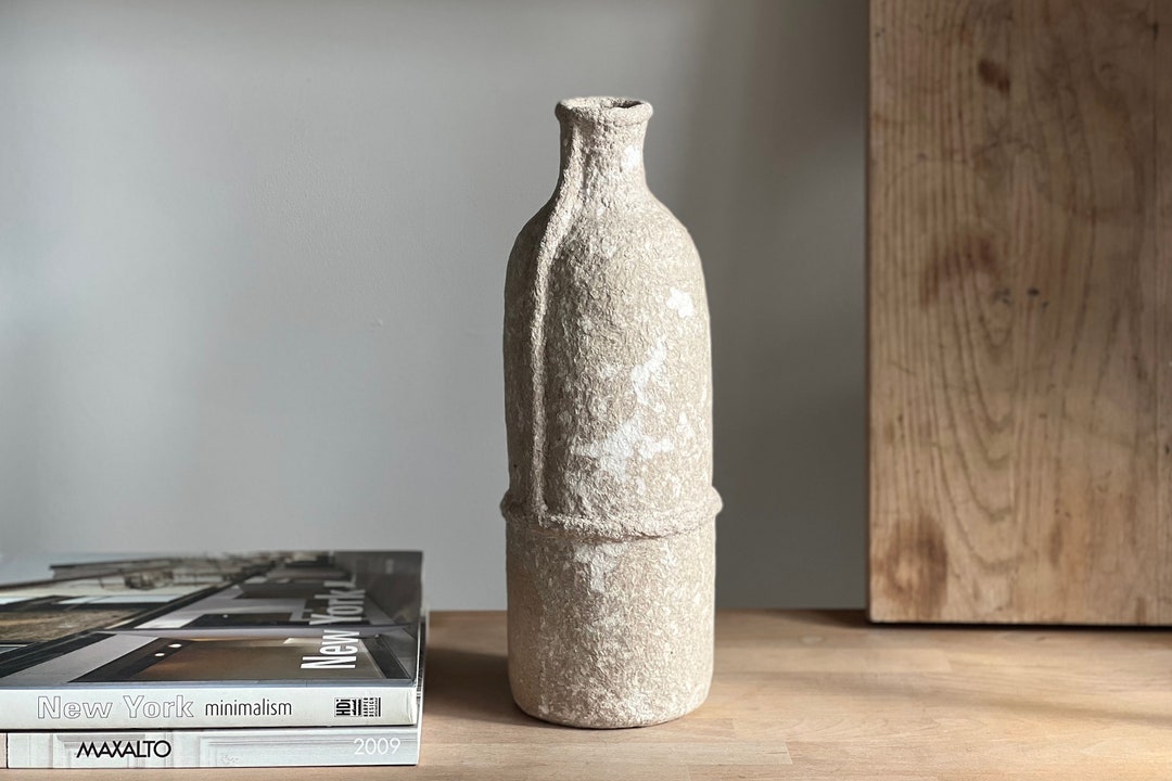 Paper Mache Bottle Vase Minimalist Vase Handmade Modern Etsy