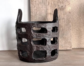 Handmade Paper Mache Basket, Sustainable Decor