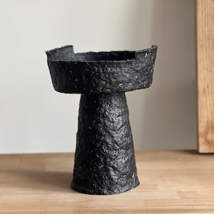 Handmade Paper Mache Footed Bowl: Modern Sustainable Decor