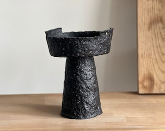 Handmade Paper Mache Footed Bowl: Modern Sustainable Decor