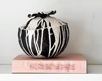 Handmade Paper Mache Vase: Minimal Modern Eco-Friendly Decor