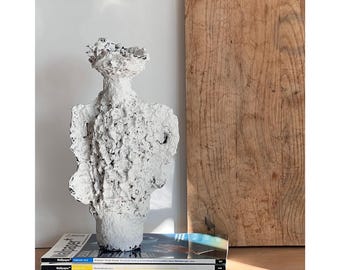 Handmade Paper Mache Floor Vase: Recycled Handcrafted Minimalist Decor