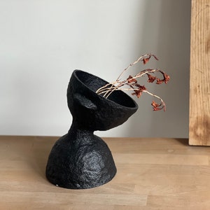 Handmade Paper Mache Footed Bowl: Minimalist Sustainable Decor