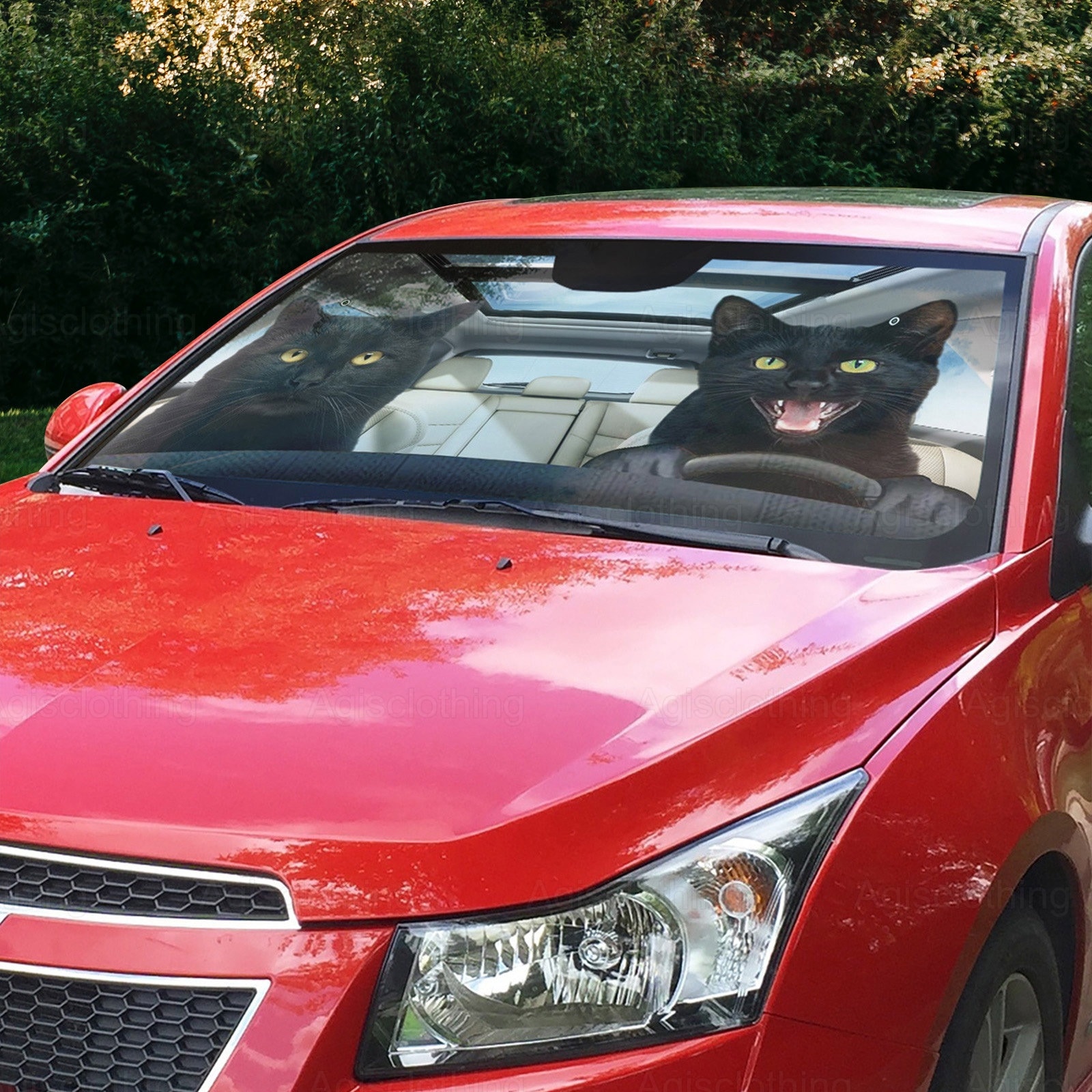 Black Cat Car Sunshade Black Cat Car Auto Sun Shade Car Sun Etsy