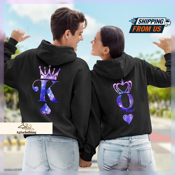 King and Queen Hoodie King Queen T-shirt Matching Couple - Etsy