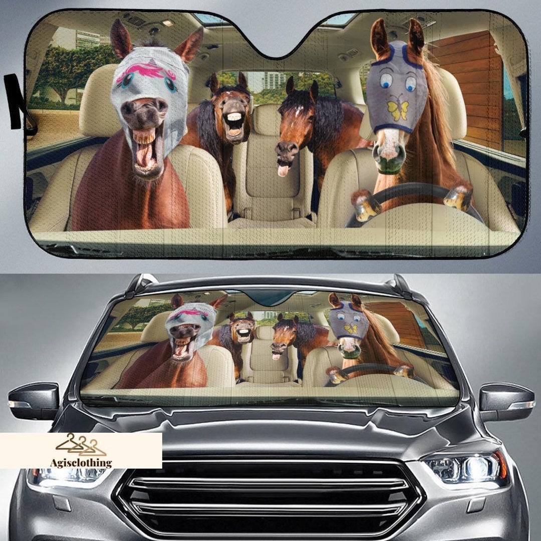 Horse Sunshade Horse Car Sun Shade Funny Horse Sunshade Etsy