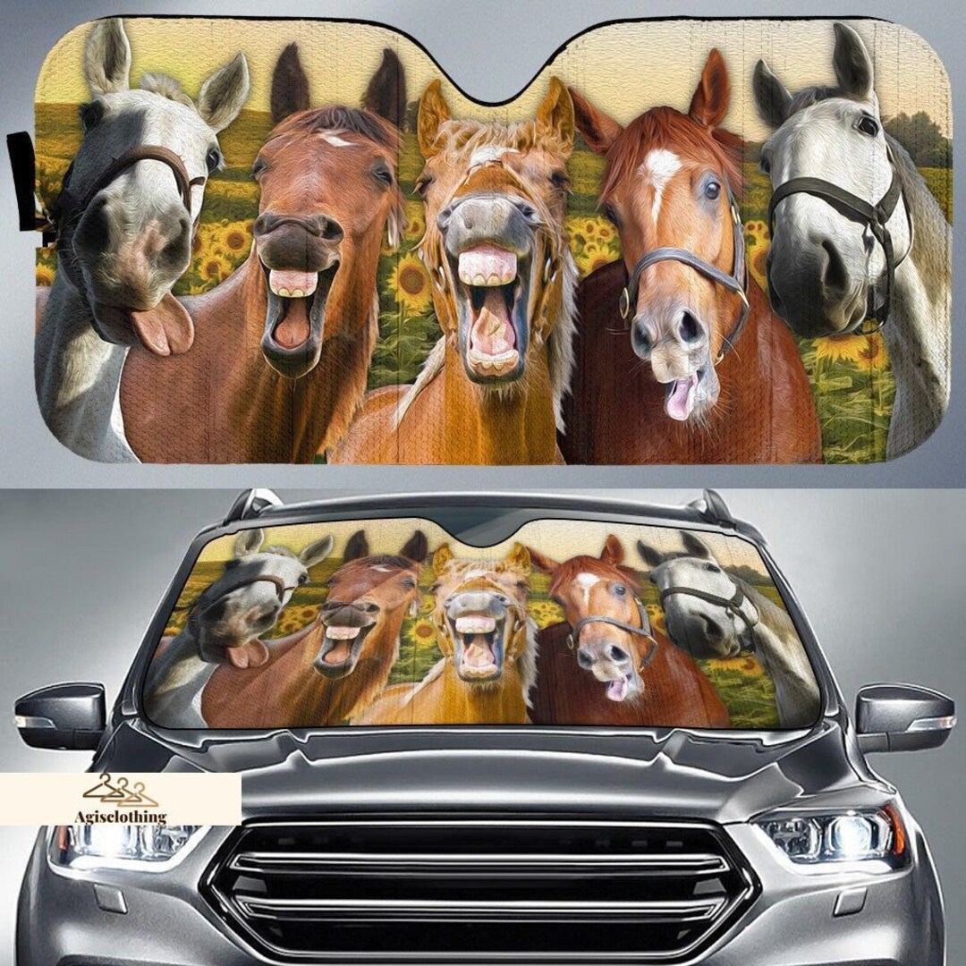 Horse Car Sun Shade Horse Sunshade Farm Car Shade Funny Etsy